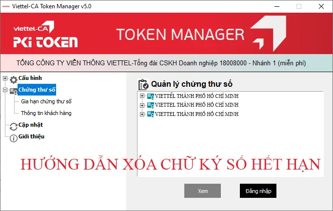 Hướng dẫn xóa chứng thư số Viettel-CA hết hạn.